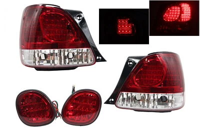 Red /Clear Fit 98-05 Lexus GS300 GS400 GS430 LED Rear Tail+Trunk Lamp Light Pair - Image 1 of 4