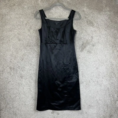 Vestido Banana Republic para mujer 2 negro algodón seda sin mangas cremallera lateral forrado-1975* Foto 1 de 4