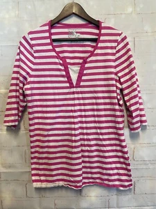 JMS 1X 16W Pink and White Striped Shirt Casual Shirt - Picture 1 of 8