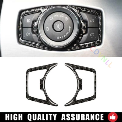 Cubierta de marco de control de interruptor de faros de fibra de carbono real para Ford F-150 2015-2020 Foto 1 de 4