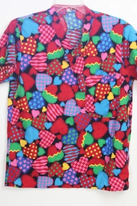 Handmade Heart Nurse Scrub Top Size Small V Neck Pocket - Picture 1 of 3