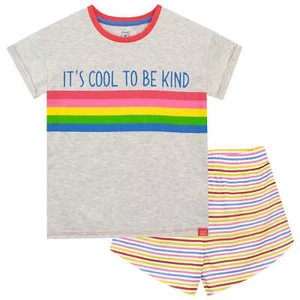 T-Shirt Streifen Regenbogen Pyjama Kinder Mädchen 6 7 8 9 10 11 12 13 Jahre PJs grau - Bild 1 von 8