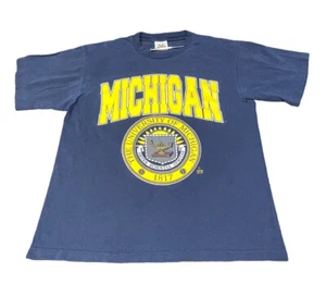 Vintage The University of Michigan Single Stitch blaues T-Shirt Größe Large - Bild 1 von 6