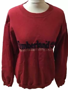 Vintage Timberland  Embroidered Spell Out Red Classic Sweatshirt U.K. Small - Picture 1 of 6