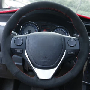 Black Suede Steering Wheel Cover for 2013 Toyota RAV4 2014 Toyota Corolla - Picture 1 of 4