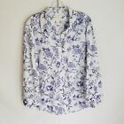 Cynthia Rowley Blouse Top Women's Size 1X 100% Linen Floral Roll Tab Sleeves