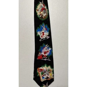Looney Tunes Bugs Bunny as Santa schwarze Weihnachtskrawatte 100 % Seide handgefertigt Herren - Bild 1 von 5