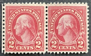 STAMPS US SCOTT 634 "Washington" 2 CENT 1925 USED HORIZONTAL PAIR (a1) - Picture 1 of 2