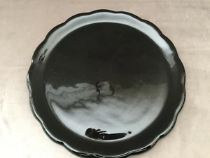 GROSSE TORTENPLATTE KÜCHE KERAMIK STEINGUT LACK FARBE SCHWARZ KUNST - Bild 1 von 6