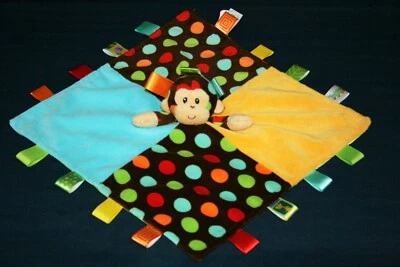 Manta de seguridad Taggies Monkey lunares polar verde satinado Lovey Foto 1 de 4