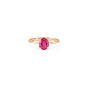 1.24 Ct Ruby Minimalist Solitaire Ring 10k Solid Yellow Gold - Picture 1 of 6