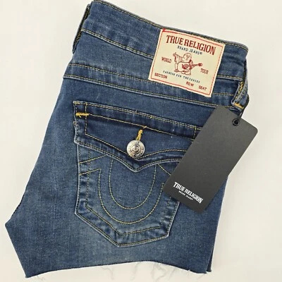 True Religion Joey Cut Off Shorts Womens Size 28 Low Rise Flap Pockets NWT - Image 1 of 4
