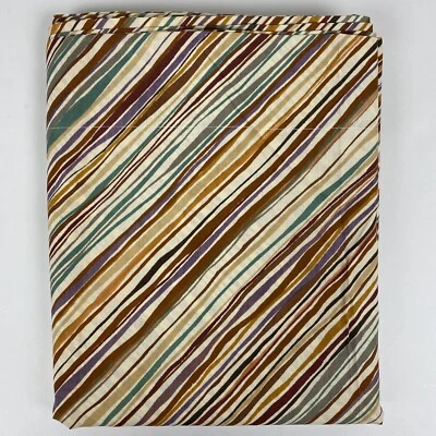 复古 Martex 无铁 Percale 全床单条纹波西米亚 81x104 美国制造 80 年代 — 第 1/4 张图片