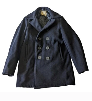 Vintage Schott Black Navy U.S. 740N Pea Jacket Wool Size 34 - Image 1 of 4