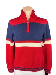 Nautica Pullover Sweater Size M Turtleneck Zips at Neckline Red,White,Navy  - Picture 1 of 5