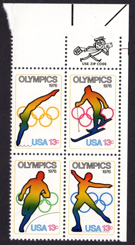 Scott #1698a (1695-98) Winter Olympics 1976 Zip Block of 4 Stamps - MNH UR - Image 1 of 1