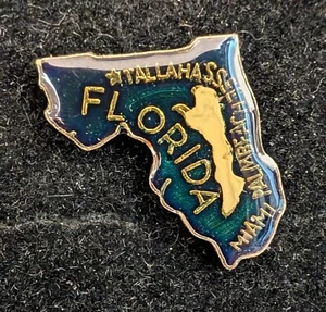 Vintage Emaille State Florida Hut Pin Größe 1" hoch x 7/8" breit - Bild 1 von 1