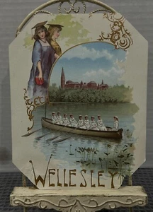 Chatarra de papel victoriana vintage WELLESLEY COLEGE COEDS EQUIPO DE REMO VISTA DE EQUIPO - Imagen 1 de 9