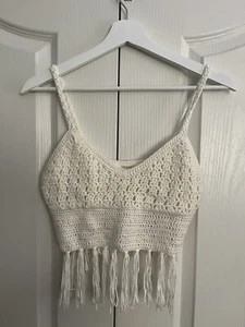 Brand New Boho Crochet Crop Top - Cream - Coachella - Festival Vibes - Forever21 - Picture 1 of 3