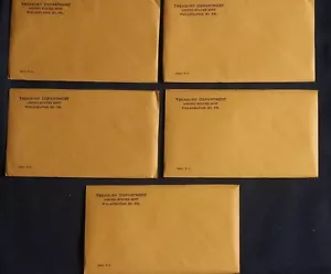 FIVE 1963 SILVER PROOF SETS (5 TOTAL COINS/SET) UNOPENED ENVELOPES LOT 130935 - Picture 1 of 2