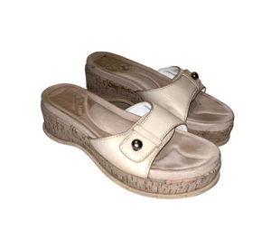 Rag & Bone Beige Sommer Slip On Platform Leather Slide Cork Sandals Size 9.5 - Picture 1 of 9