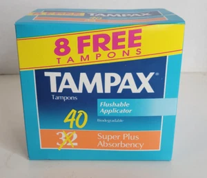 Tampax Super Plus Tamponi Applicatore Lavabile Vintage 1994 Scatola da Quaranta NOS - Foto 1 di 8