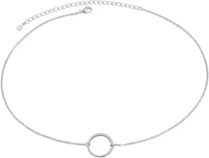 S925 Sterling Silver Dainty Simple Choker Necklace,Rolo Chain,Adjustable 13 Inch - Picture 1 of 7