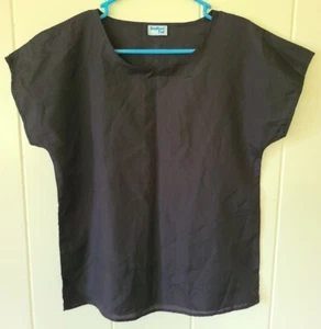 Bedford Fair Womens M/L Slip Top Short Sleeve Black Pullover - Picture 1 of 3