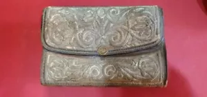 ANTIQUE OTTOMAN EMBROIDERED SILVER THREAD WALLET 18 th CENTURY - Picture 1 of 5