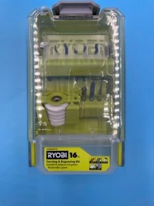 Ryobi 16 pc Rotary Tool Carving & Engraving Kit For Wood Metal Plastic Glass NEW - Picture 1 of 2