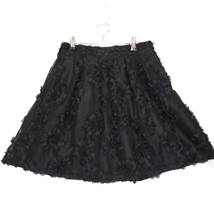 Worthington Rosette Embellishment Mesh Short Skirt Pleated Women 4P Black Gothy - Picture 1 of 9