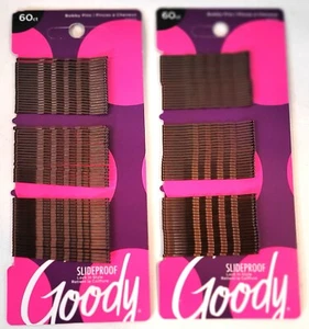 Lot Of 2 Goody Hair Bobby Pins/Slides 60 CT #01520 Brown Slideproof 120 ct Total - Picture 1 of 3
