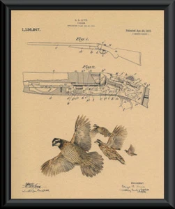 1915 Steven's Shotgun Patent & Quail Reprint On 100 Year Old Paper *146 - Picture 1 of 1