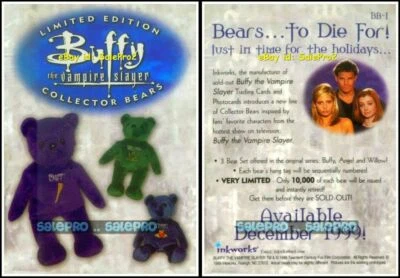INKWORKS 1999 BUFFY THE VAMPIRE SLAYER COLLECTOR BEARS MINT SAMPLE PROMO #BB1 - Image 1 of 2