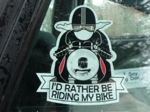 "PEGATINA DE MOTO MOTO ""I'd preferird be riding my bike"" - Imagen 1 de 1