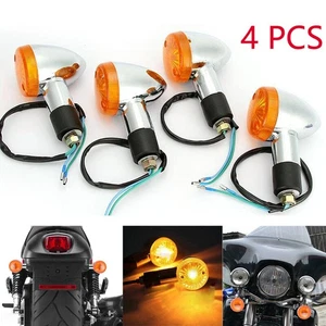 4x Motorcycle Bullet Amber Turn Signals For Harley XL Sportster V Rod Hugger 883 - Picture 1 of 10