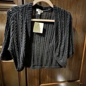 Croft & Barrow NWT Girls Large Black Short Sleeve Cardigan Sweater New - Picture 1 of 10