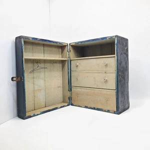 Vintage Puppengröße Dampfer Koffer schwarz maßgefertigt Handarbeit Gold Metall Sprengstoffkiste - Bild 1 von 18