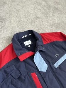 Lacoste Jacket Mens XL 54 Blue Red Color Block Yachting Parka Wind Rain Coat - Picture 1 of 8