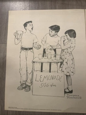Lote de 2 impresiones de dibujo a lápiz originales Norman Rockwell Foto 1 de 4