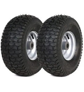 Juego de ruedas y neumáticos de césped plateados 15x6,00-6 para cortacéspedes de giro cero tractores - Imagen 1 de 7