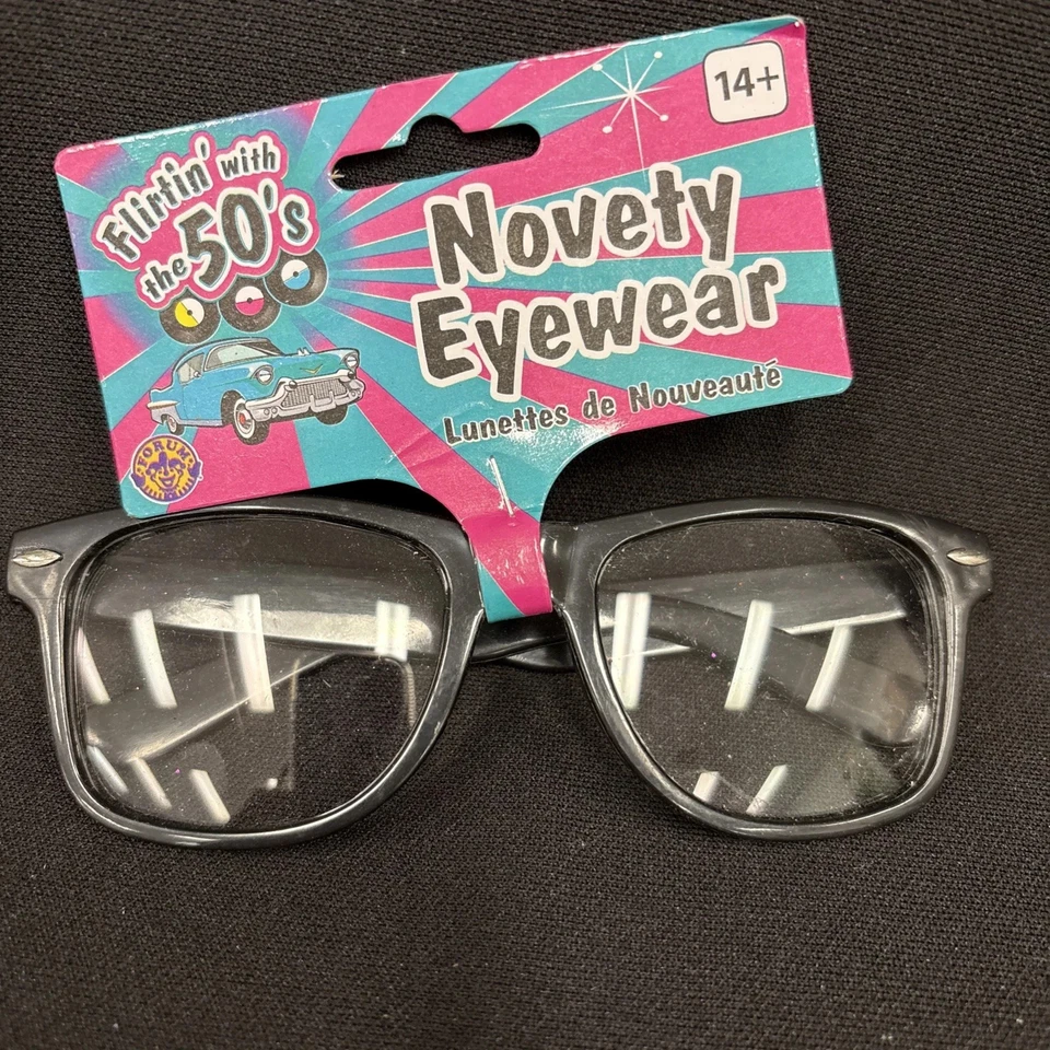 Gafas Nerd Clase Años 50 Marco Negro Elegante Vestir Halloween Disfraz Accesorio Foto 1 de 4