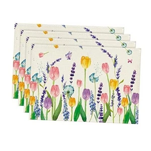 Lavender Tulip Spring Placemats for Dining Table, 12 x 18 Inch Summer - Picture 1 of 7