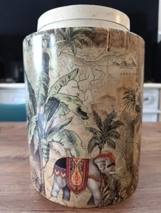 Box Container Hintergrund Indien Elefanten E Affen Stil Vintage - Picture 1 of 24
