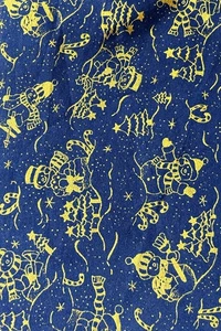 ๐ Metallic Gold Snowman Christmas Fabric Blue Cotton 73โ x 43โ Winter Holiday - Picture 1 of 6