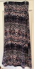 Lily Rose Skirt Blue Pink Tribal Bohemian Maxi Stretch Womens Size Large