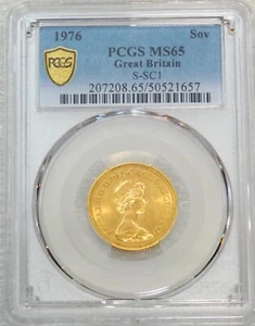 1976 Queen Elizabeth Gold Sovereign PCGS MS65 grande lucentezza appena classificato #S40A - Foto 1 di 4