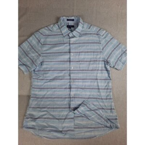 Alan Fusser Men's Large Stripe Lightweight Button Shirt Short Sleeve Linen Blend - Picture 1 of 8
