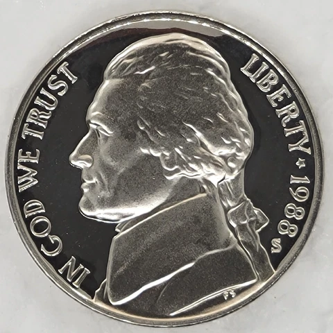 1988 S Proof Ultra Cameo Jefferson Nickel Clean Black Fields FREE SHIPPING!! Cover