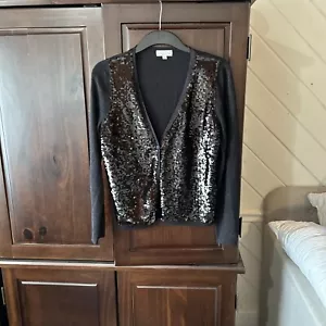 Joseph A Black Sequin Rayon Blend Cardigan M - Picture 1 of 12